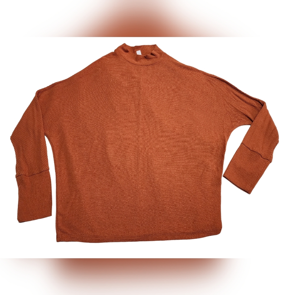 BP Mockneck Textured Orange Top, Size M